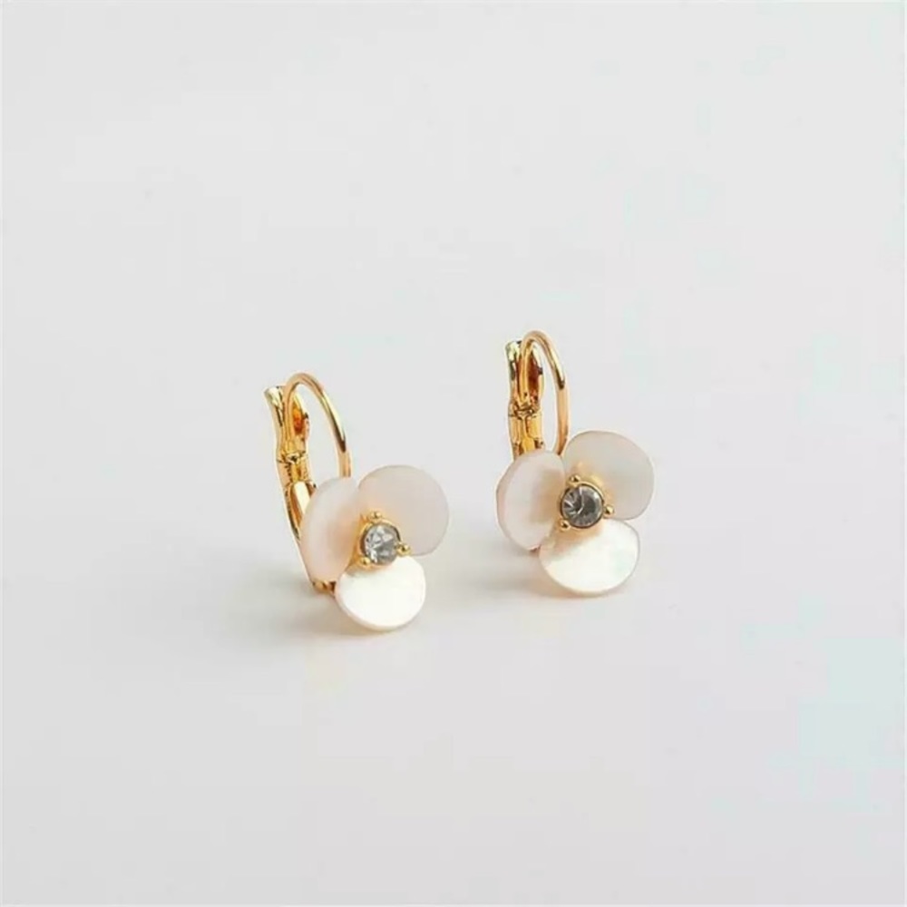 Kate Spade New York Gold Tone Disco Pansy Flower Lever Back Earrings.